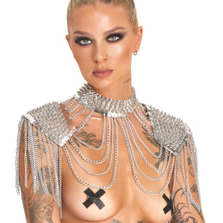 Bad Kitty Kragen- Schulter Pad Harness mit Spikes silber