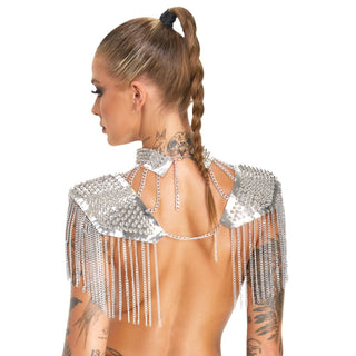 Bad Kitty Kragen- Schulter Pad Harness mit Spikes silber