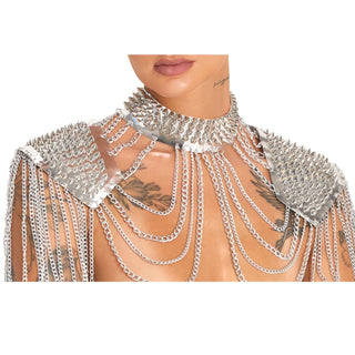Bad Kitty Kragen- Schulter Pad Harness mit Spikes silber