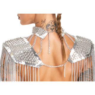 Bad Kitty Kragen- Schulter Pad Harness mit Spikes silber