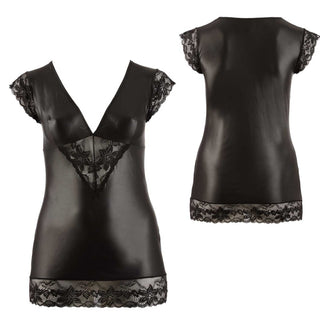 Cottelli Kleid Curvy Wetlook schwarz