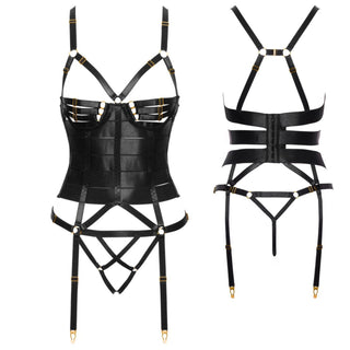 Bänder Straps Corsagen Set schwarz "Alelier Bordelle Style"