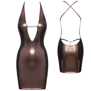 Cottelli Party Mini Kleid bronze schimmernd mit Strass