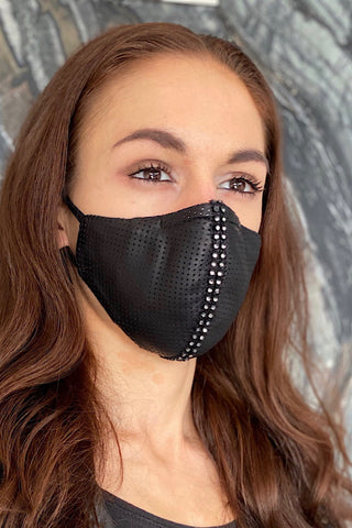 Damen Leder Mundschutz mit Strass 2