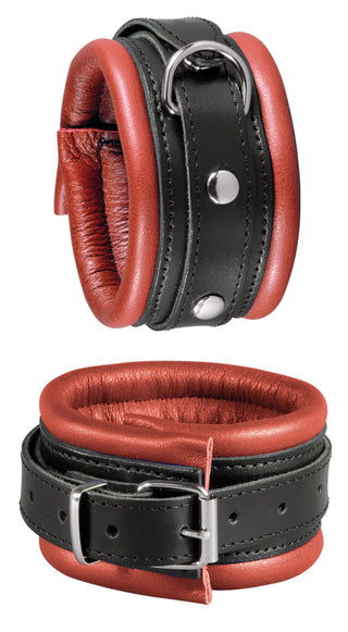 Leder-Fußfessel Rindnappa schwarz/rot