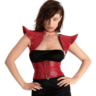 Lorand Lajos Pagoden Bolero Jacke Crystal Rubinrot