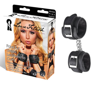 Lux Fetish Unisex Leatherette Fauxfur Cuffs