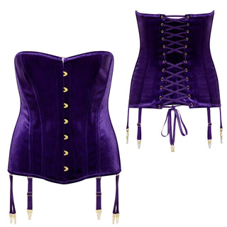 Maison Close Rococo Samt Corsage mit Strapsen lila