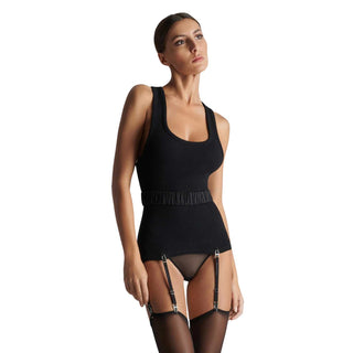 Maison Close Signature Doppelte Strumpfhalter schwarz/silber