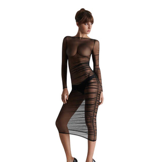 Maison Close Nuit Fauve - transparentes Midikleid mit Raffungen