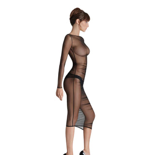 Maison Close Nuit Fauve - transparentes Midikleid mit Raffungen