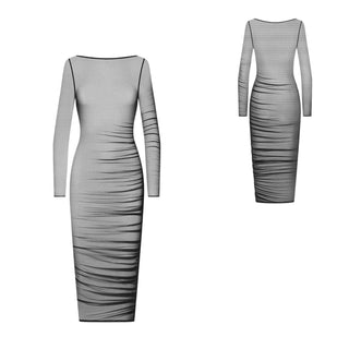 Maison Close Nuit Fauve - transparentes Midikleid mit Raffungen