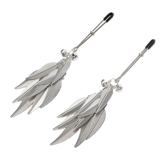 Rimba Nippelklemmen mit Federn silber