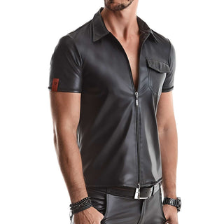 Regnes Fetish Planet Emilio Polo Shirt Wetlook mit Brusttasche