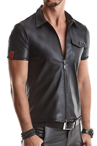 Regnes Fetish Planet Emilio Polo Shirt Wetlook mit Brusttasche
