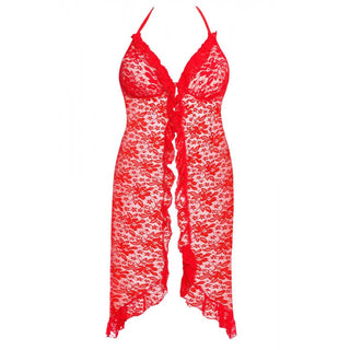 Anais Apparel rotes langes Kleid aus Spitze mit Neckholder