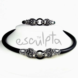 Esculpta Löwenkopf Halsband silber