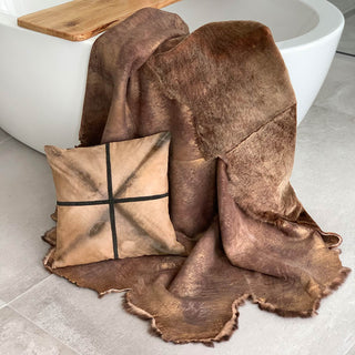 von Hohenstein Lamm-Fell Decke braun/gold