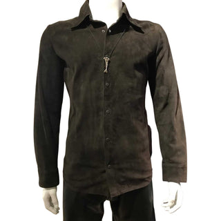 von Hohenstein Shade Leder Hemd Lammvelours d'braun