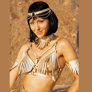 VoyeurX Fringe Fransen Oberarm Band Set Leder