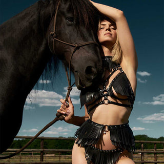 VoyeurX Fringe Fransen Leder Rock