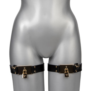 VoyeurX Leder Thigh Cuffs schwarz gold