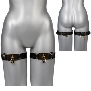 VoyeurX Leder Thigh Cuffs schwarz gold