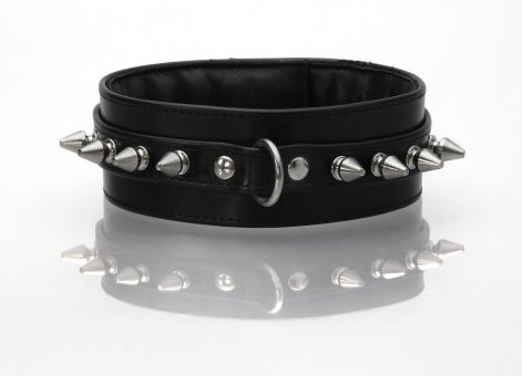 Lederhalsband Collier Spikes schwarz short 