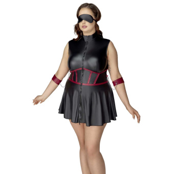 Cottelli Bondage Mini Kleid schwarz-rot 