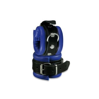 Leder-Handfessel Rindnappa schwarz/blau 