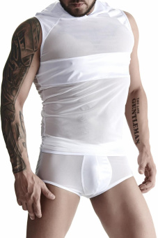 Regnes Fetish Planet Kapuzen Netz T-Shirt weiss 