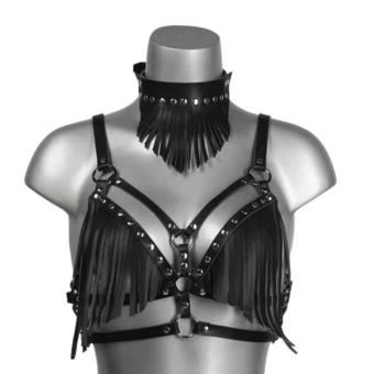 VoyeurX Fringe Fransenhalsband Leder 