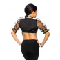 Atixo Dirndl Bluse schwarz mit transparenten Ärmeln 