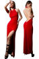 Patrice Catanzaro Mina langes Kleid aus Lycra | Rot 