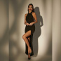 Patrice Catanzaro Mina langes Kleid aus Lycra | Schwarz S